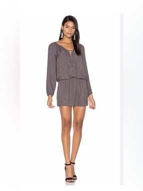 Ramy Brook Jacquard Alexandra Dress Gunmetal Snake Lace Up Excellent Size XS TP